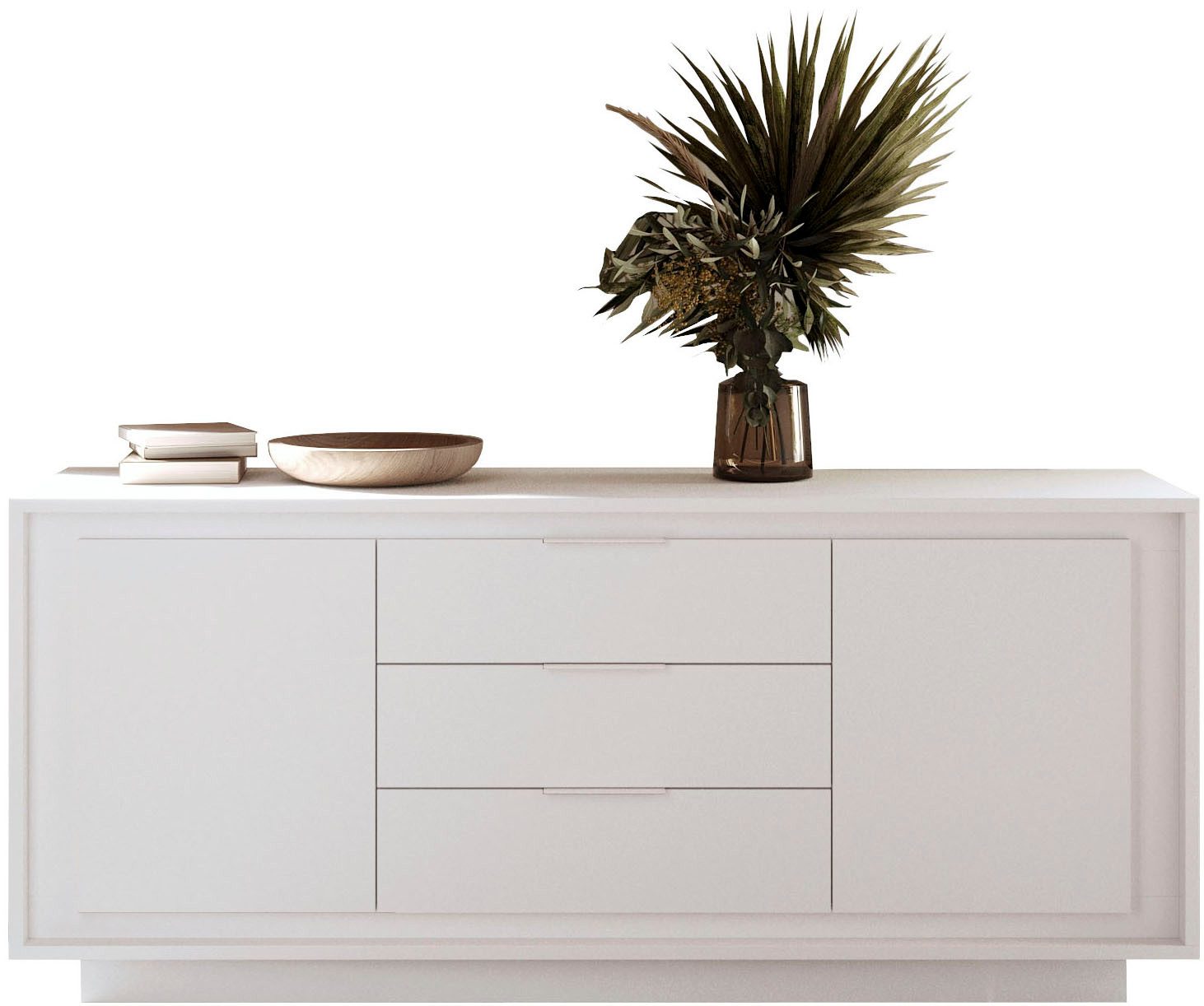 Home affaire Sideboard Sky, B/T 180/50 cm, Kommode/Stauraumschrank, 2 Türen, 3 Schubkästen, Softclosing, Korpus & Front 22 mm stark, Rahmen-Optik, Metallgriffe