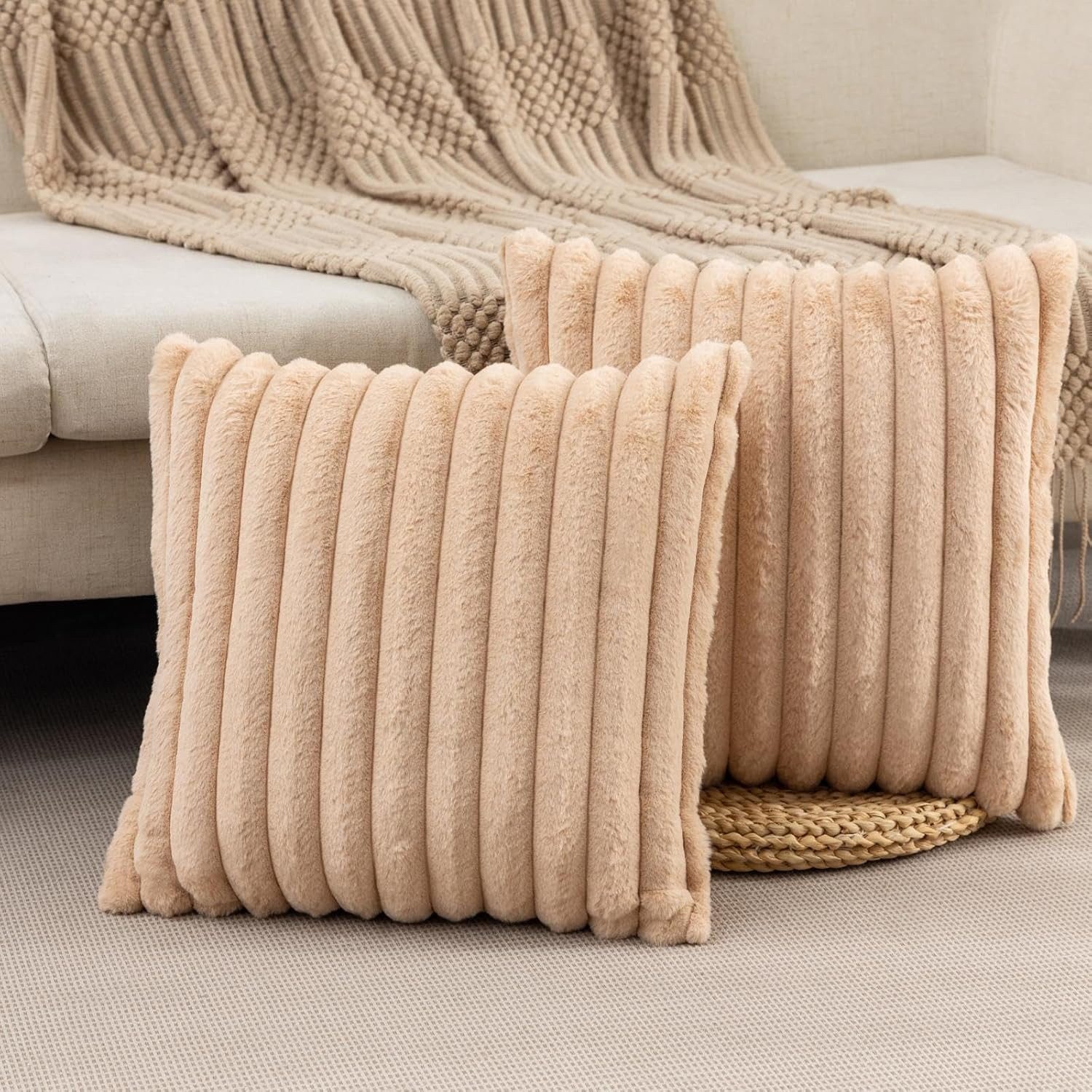 MODFU Наволочки 2er Set Kissenbezug Kissenhülle Kopfkissenbezug Kissen Bezug Weich, (2 Stück), 45x45cm Sofakissen Couchkissen Bezug Sofa Schlafzimmer Reißverschluss