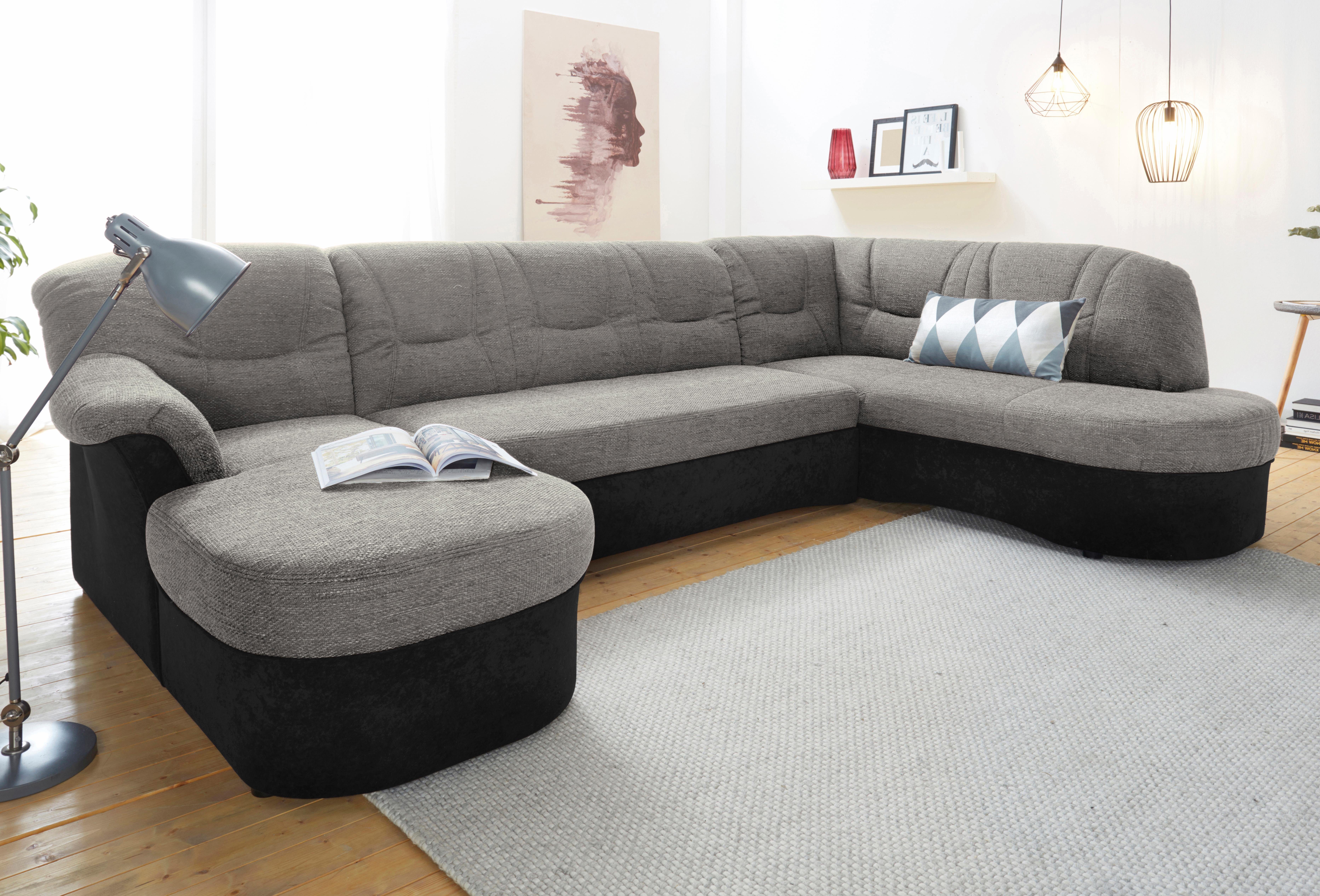 DOMO collection Wohnlandschaft SARAFINA 295x83x180 cm, auch mit Federkern für mehr Sitzkomfort!, whlw. mit Bettfunktion, elegantes Design, U-Form