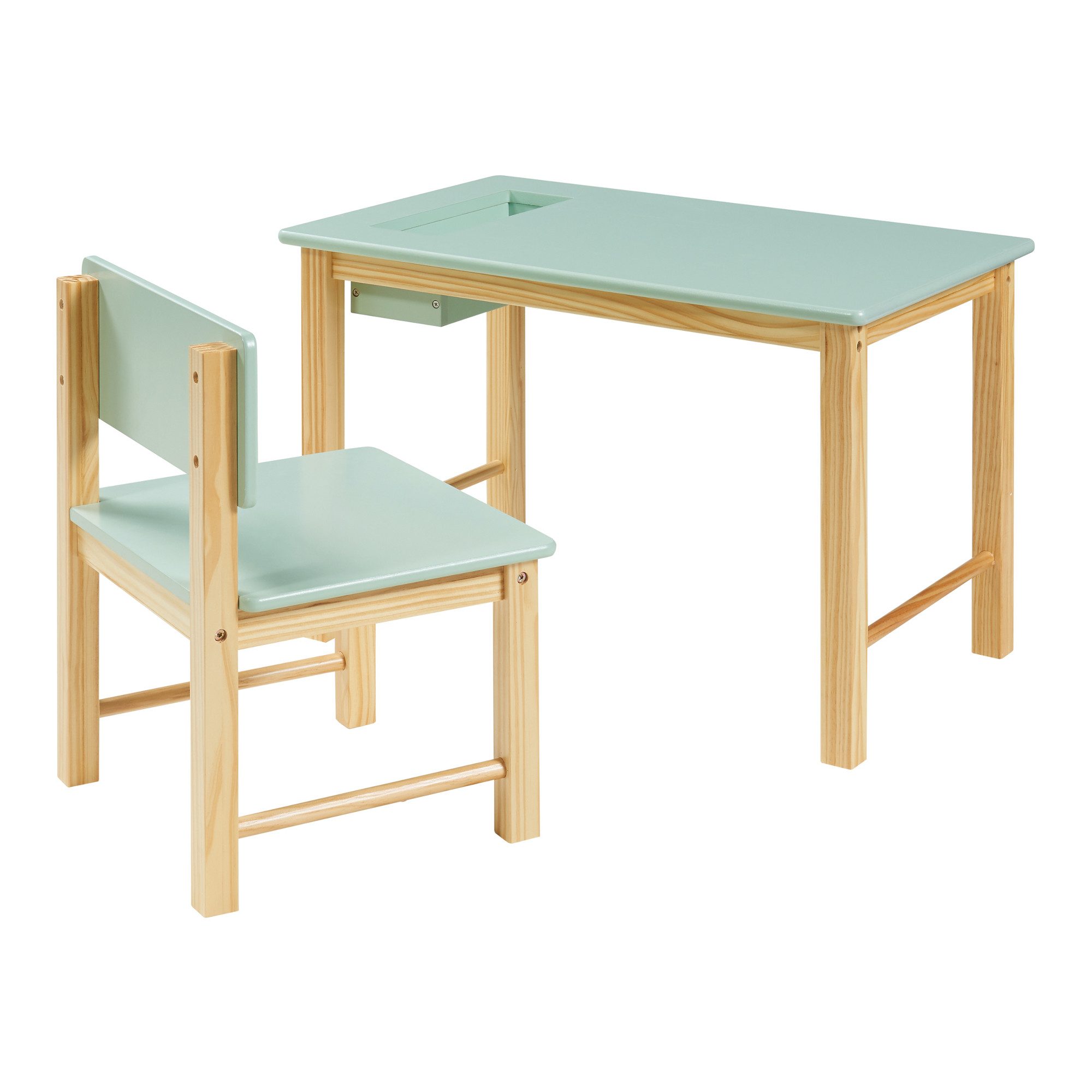 en.casa Kinderschreibtisch (Set, 2-St), »Skjåk« mit Stuhl Holz / Mintgrün