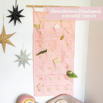 PAPIERDRACHEN befüllbarer Adventskalender Adventskalender Wandteppich aus Stoff zum Befüllen-hochwertig bestickt
