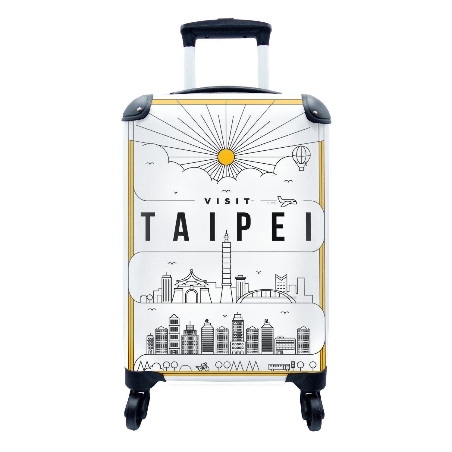 MuchoWow Handgepäckkoffer Stadtbild Taipeh - weiß, 4 Rollen, Reisetasche mit rollen, Handgepäck für Ferien, Trolley, Reisekoffer