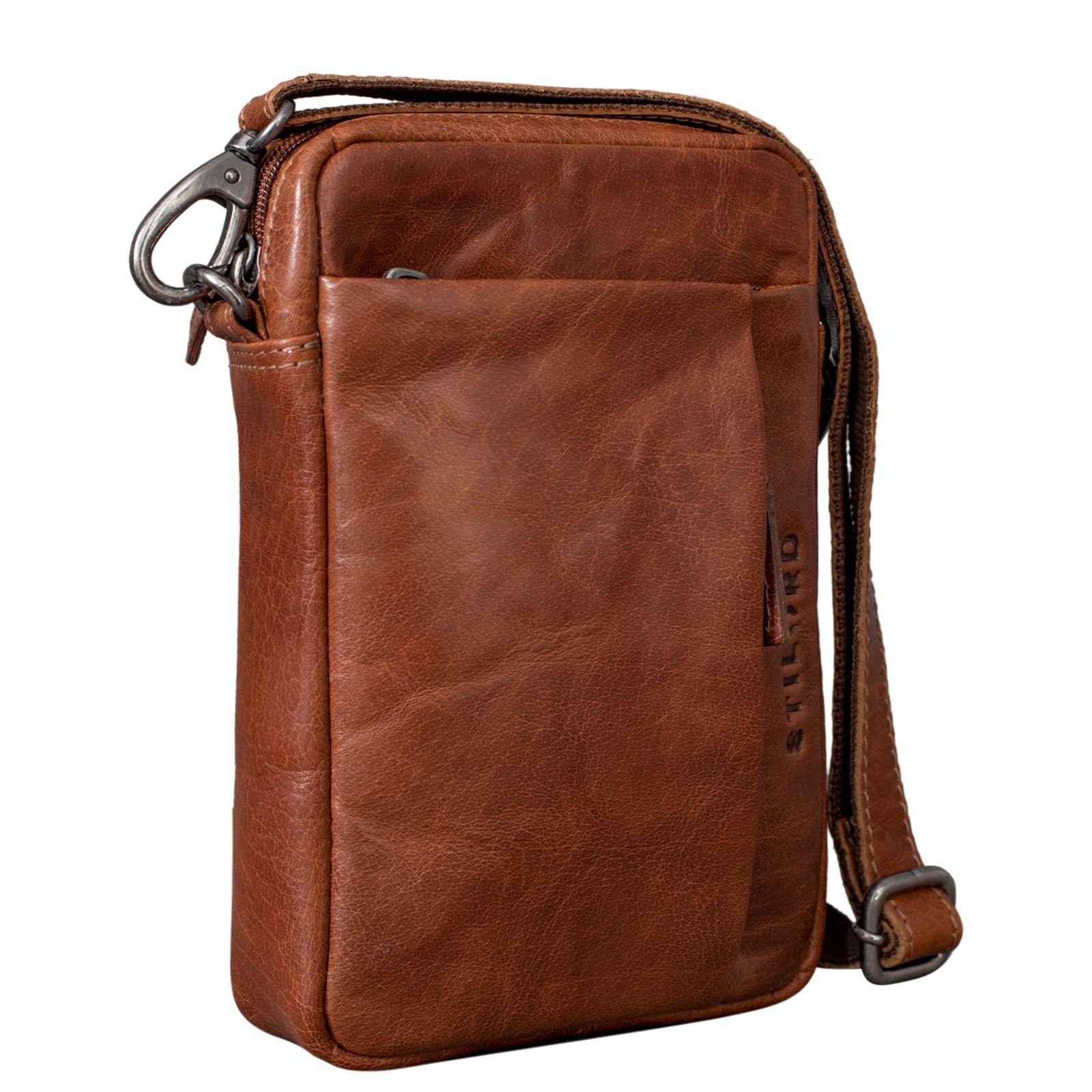 STILORD Messenger Bag "Fiete" 2-in-1 Umhängetasche Handgelenktasche Leder Herren brandy - braun