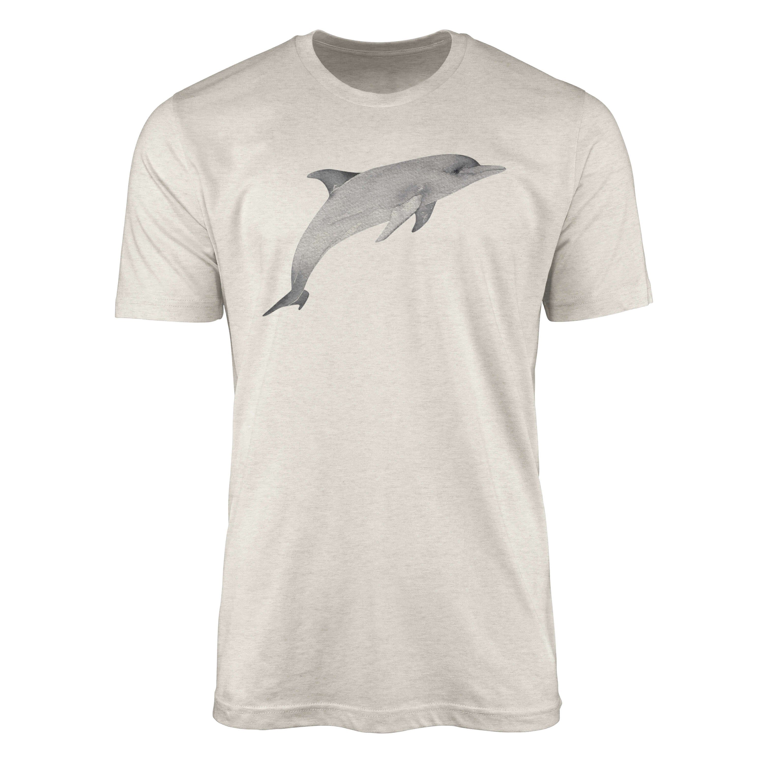 Sinus Delfin T-Shirt Ökomode gekämmte Motiv e (1-tlg) 100% Art T-Shirt aus Wasserfarben Nachhaltig Bio-Baumwolle Shirt Herren