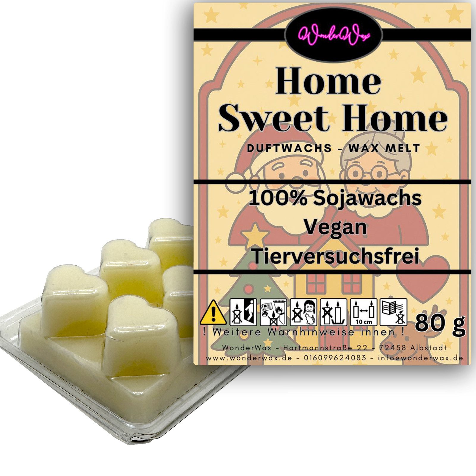 WonderWax Duftwachs WonderWax® Duftwachs Weihnachten 6 Herzen (Home Sweet Home), Duftrichtung: Home Sweet Home