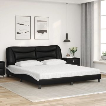vidaXL Bett Bett mit Matratze Schwarz und Weiß 180x200 cm Kunstleder
