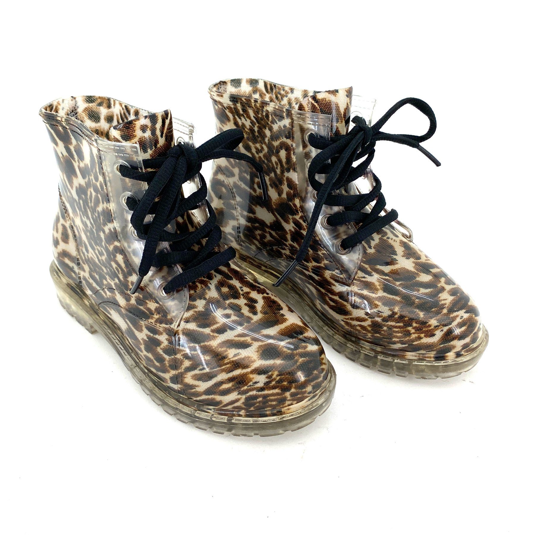 heimtexland Kinder Gummistiefel Schnürboots Mädchen Stiefel Gummistiefelette (Typ880, Leopard) Stiefeletten Trend Regen Boots wasserdicht Leopard Blumen
