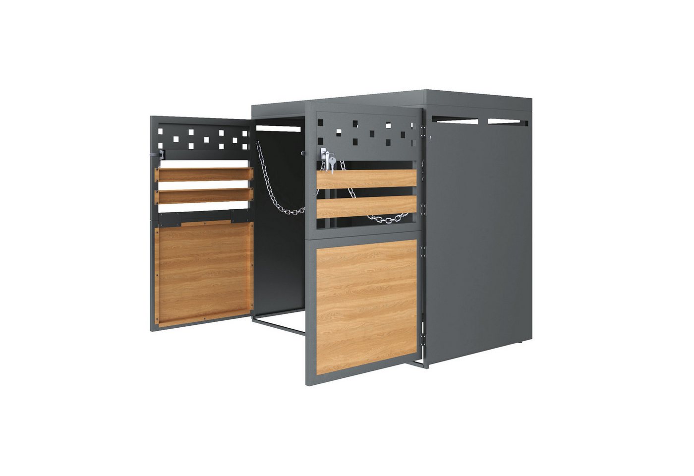 Thumbnail - LVHOM Mülltonnenbox Veredelungssystem, 120-240 Liter x2er/x4er (Pflanzen-Dach gegen optische Störung + Belüftungsschlitz...