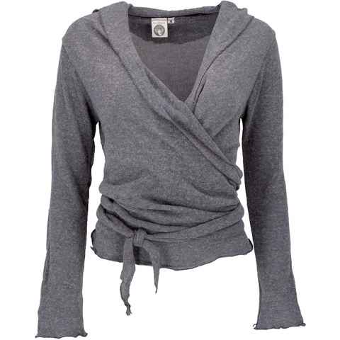 Guru-Shop Longsleeve Wickelshirt, Baumwollstrick Pullover,.. alternative Bekleidung, Ethno Style
