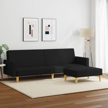 vidaXL Sofa Schlafsofa 2-Sitzer mit Fußhocker Schwarz Stoff