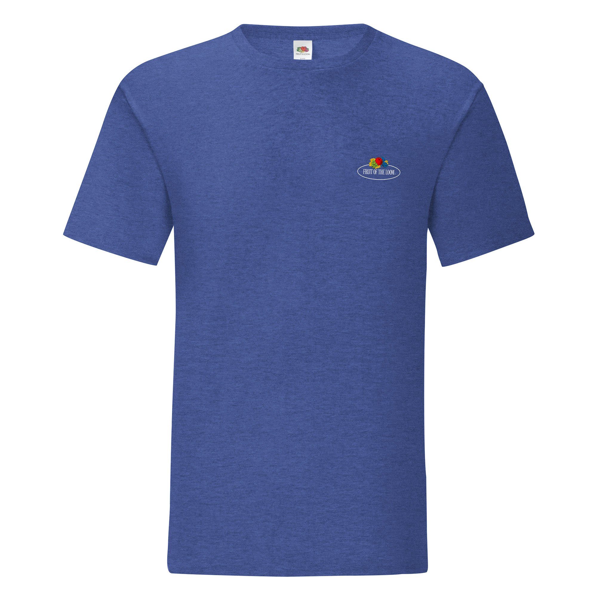 Fruit of the Loom Rundhalsshirt Iconic 150 T-Shirt retro royalblau meliert - Vintage-Logo klein