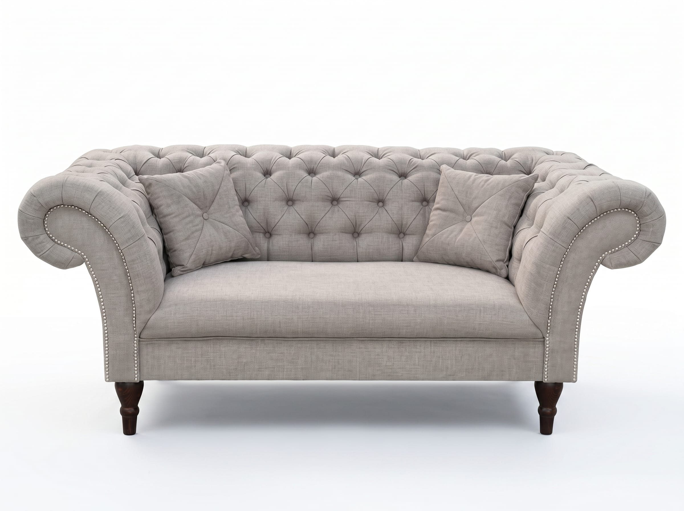 JVmoebel Chesterfield-Sofa Graues 2-Sitzer Chesterfield Luxus-Sofa für Wohnzimmer, 1 Teile, Made in Europa