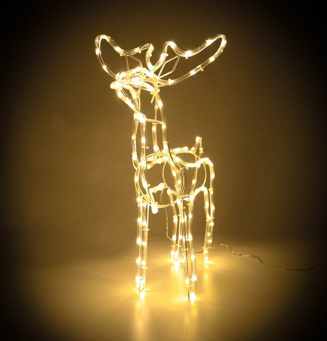 Bubble-Store Weihnachtsfigur Weihnachtsbeleuchtung (Weihnachtsdekoration beleuchtet für innen & außen mit Timerfunktion), Rentier mit 120 warmweißen LEDs