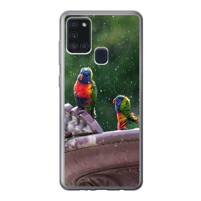 MuchoWow Handyhülle Springbrunnen - Vogel - Wasser Handyhülle Samsung Galaxy A21s Smartphone-Bumper Print Handy