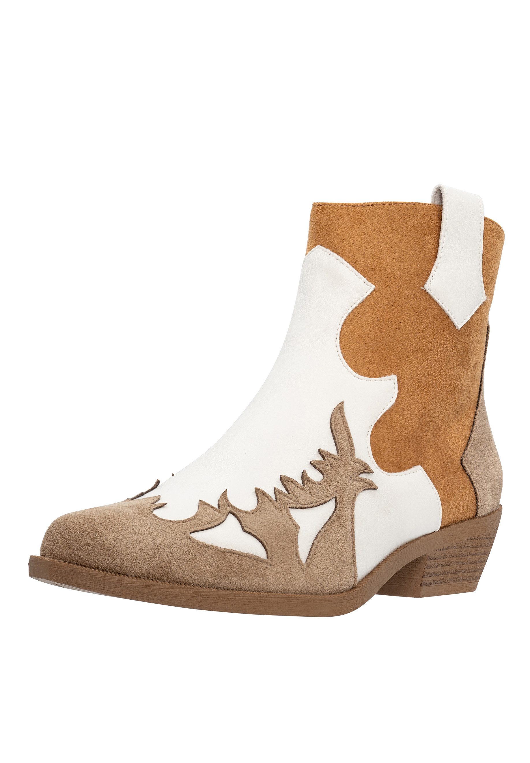 Salinyang Damen Western Boots mit Zierelementen, Reißverschluss & Cowboyabsatz Stiefelette