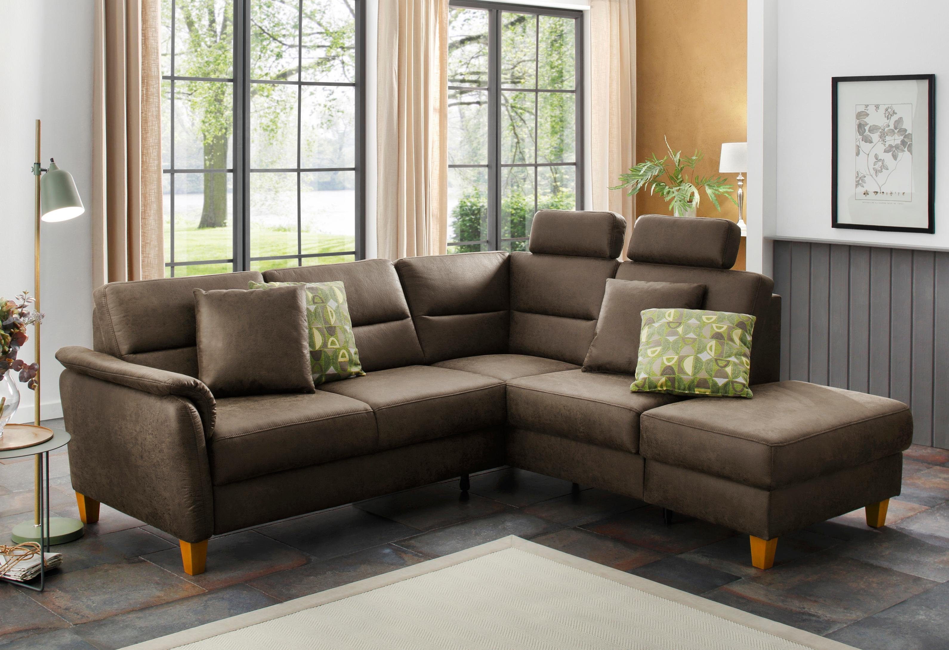 Home affaire Ecksofa Palmera L-Form, B: 236 cm, optional Bettfunktion & Bettkasten, Federkern
