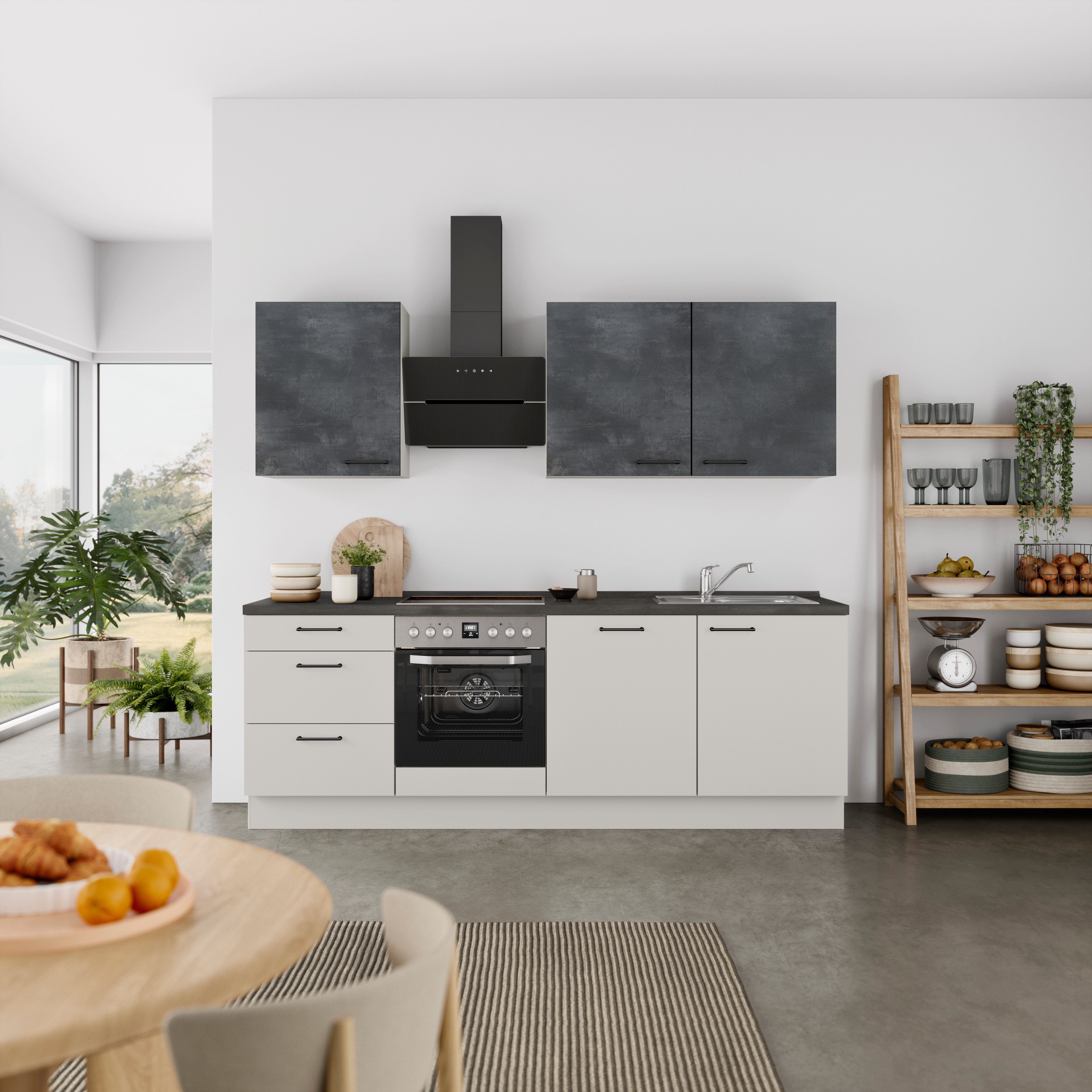 nobilia® Küchenzeile "MIAMI", NEU: individuell anpassbar mit gratis Profi-Beratung, vormontiert, Breite 240 cm, Ausrichtung wählbar, wahlw. mit E-Geräten