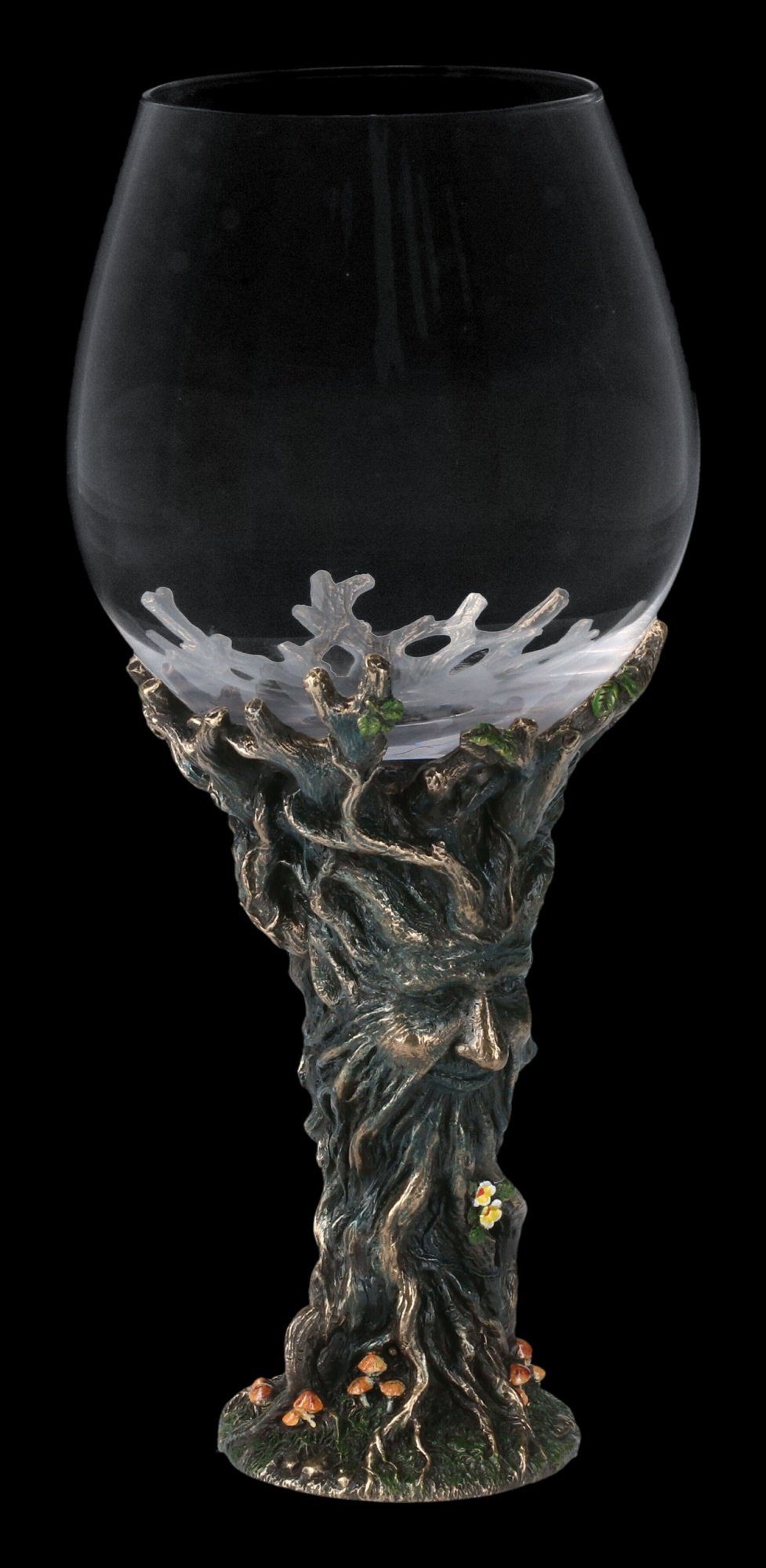 Figuren Shop GmbH Becher Kelch Greenman - Forest Nectar - Veronese Fantasy Deko, Kunststein (Polyresin), Glas