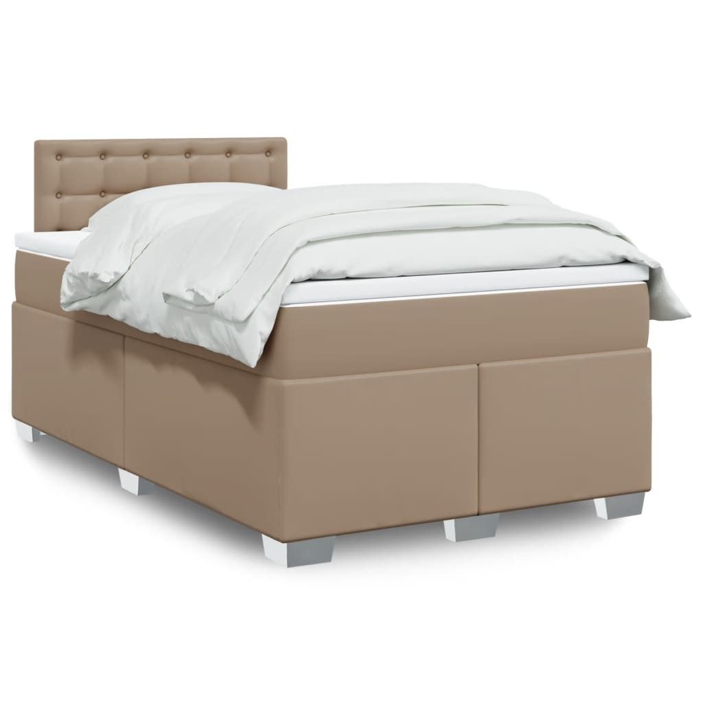 Bett Boxspringbett Kunstleder Cappuccino-Braun 190x120x100,5 cm mit