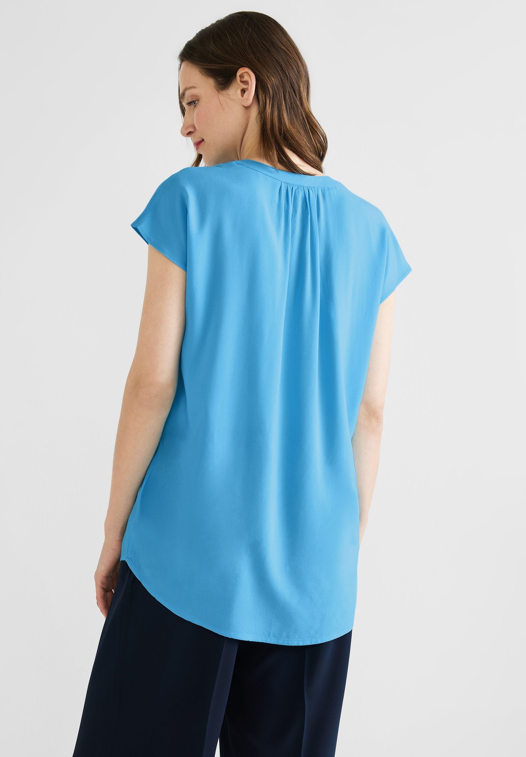 STREET ONE Shirtbluse in Unifarbe, Damen Long Blusenshirt | Shirtjacken