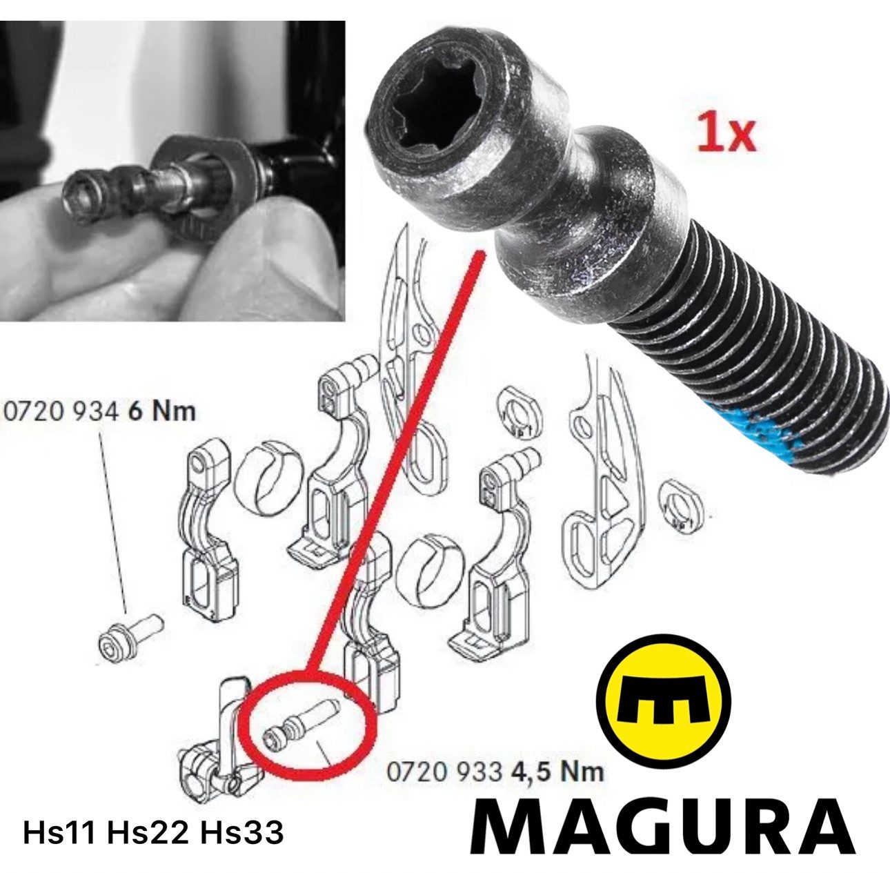 Magura Felgenbremse 1x Magura M6 Schnellspanner-Schraube HS11 Hs22 Hs33 für Evo2