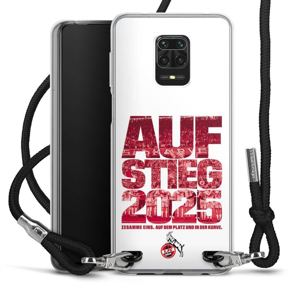 DeinDesign Handyhülle 1. FC Köln Aufstieg Offizielles Lizenzprodukt 1. FC Köln Aufstieg 2025, Xiaomi Redmi Note 9s Handykette Hülle mit Band Case zum Umhängen