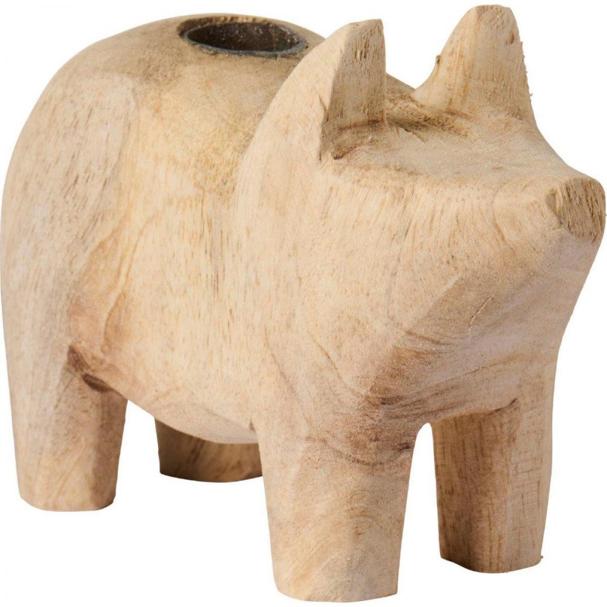 Ib Laursen Windlicht Ib Laursen Kerzenhalter Schwein Unika Natur für 1,3 cm dicke Kerzen (4
