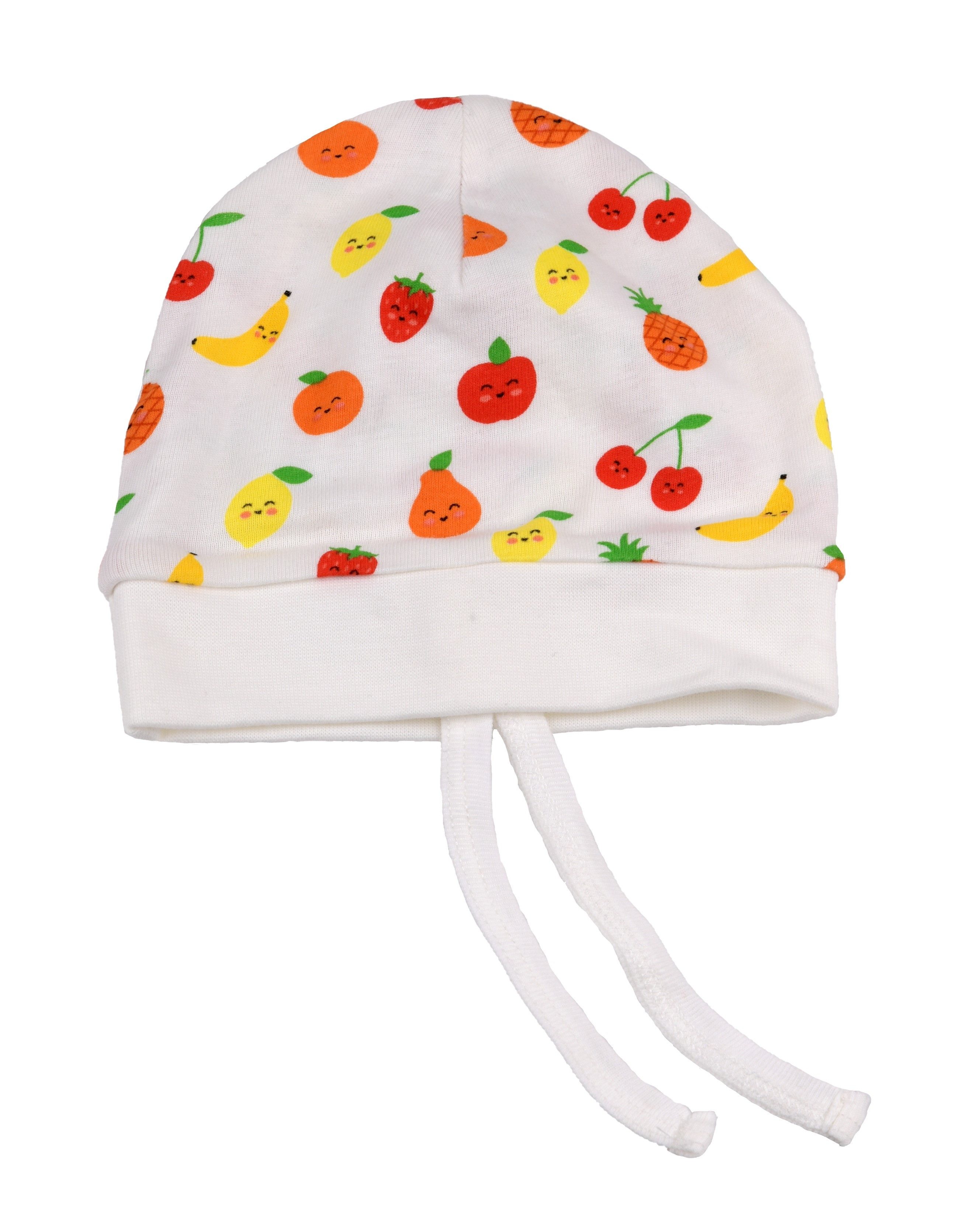 El Puente Beanie Babymütze "Funny Fruits", Größe 6-12 Monate, Handmade, Bio Handmade