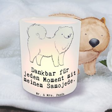 Mr. & Mrs. Panda Windlicht Samojede Moment - Transparent - Geschenk, Tierfreund, Windlicht Kerze (1 St), Hochwertiges Material