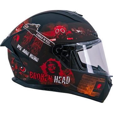 Broken Head Motorradhelm Broken Head Integralhelm Resolution Rot, Mit Symbolen der Revolution!
