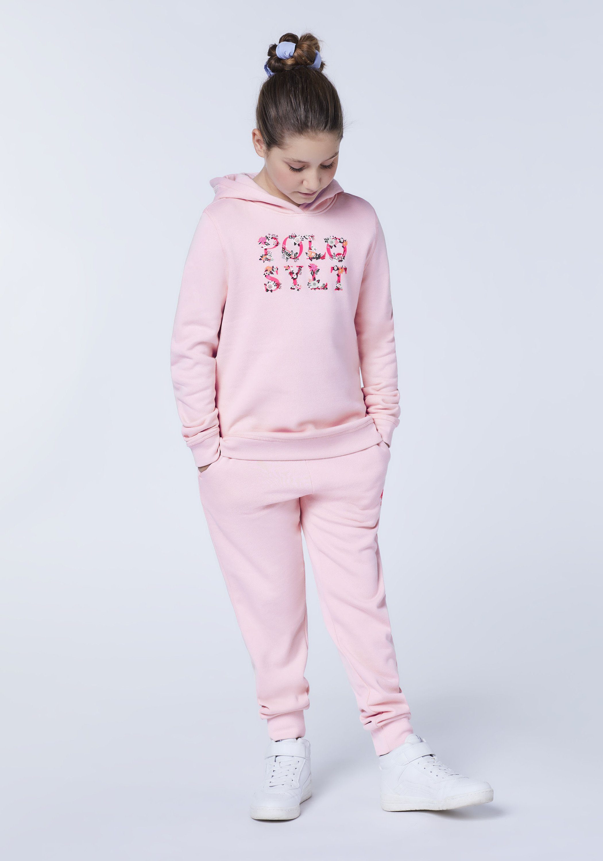Polo Sylt Sweatshirt mit floralem Logodesign 13-2806 Pink Lady