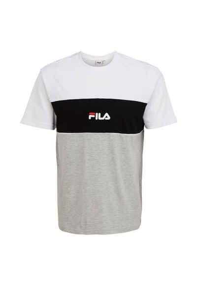 Fila T-Shirt Fila Herren T-Shirt ANOKI BLOCKED TEE 688468 Light Grey Melange Bros Bright White Black Mehrfarbig