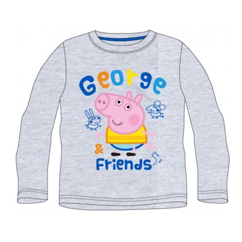 Peppa Pig T-Shirt Peppa Pig Langarm-Shirt Mädchen, George-Motiv, Grün & Grau, Gr.