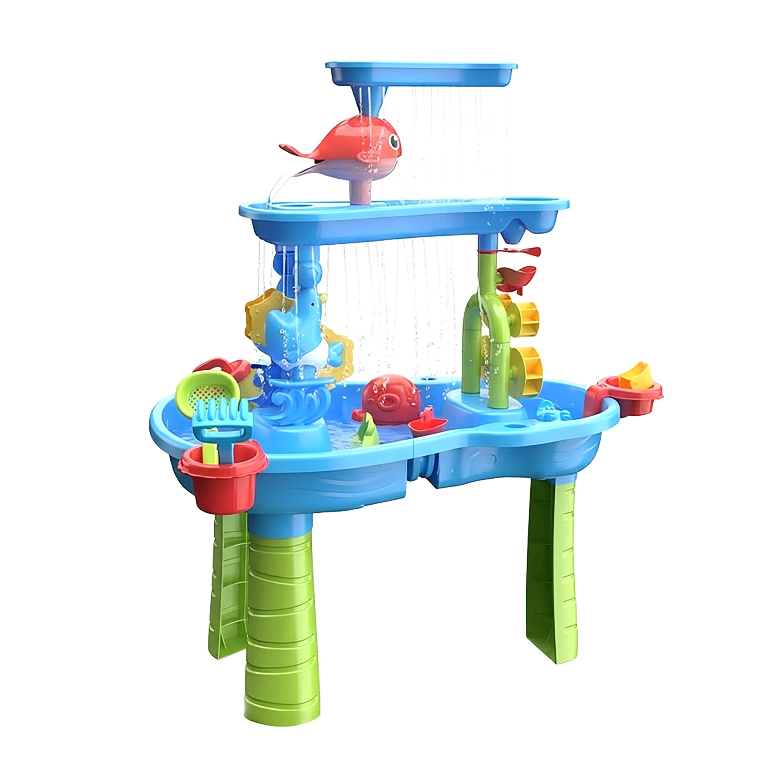 relaxdays Wasserspieltisch Kinder 3 Etagen Zubehör