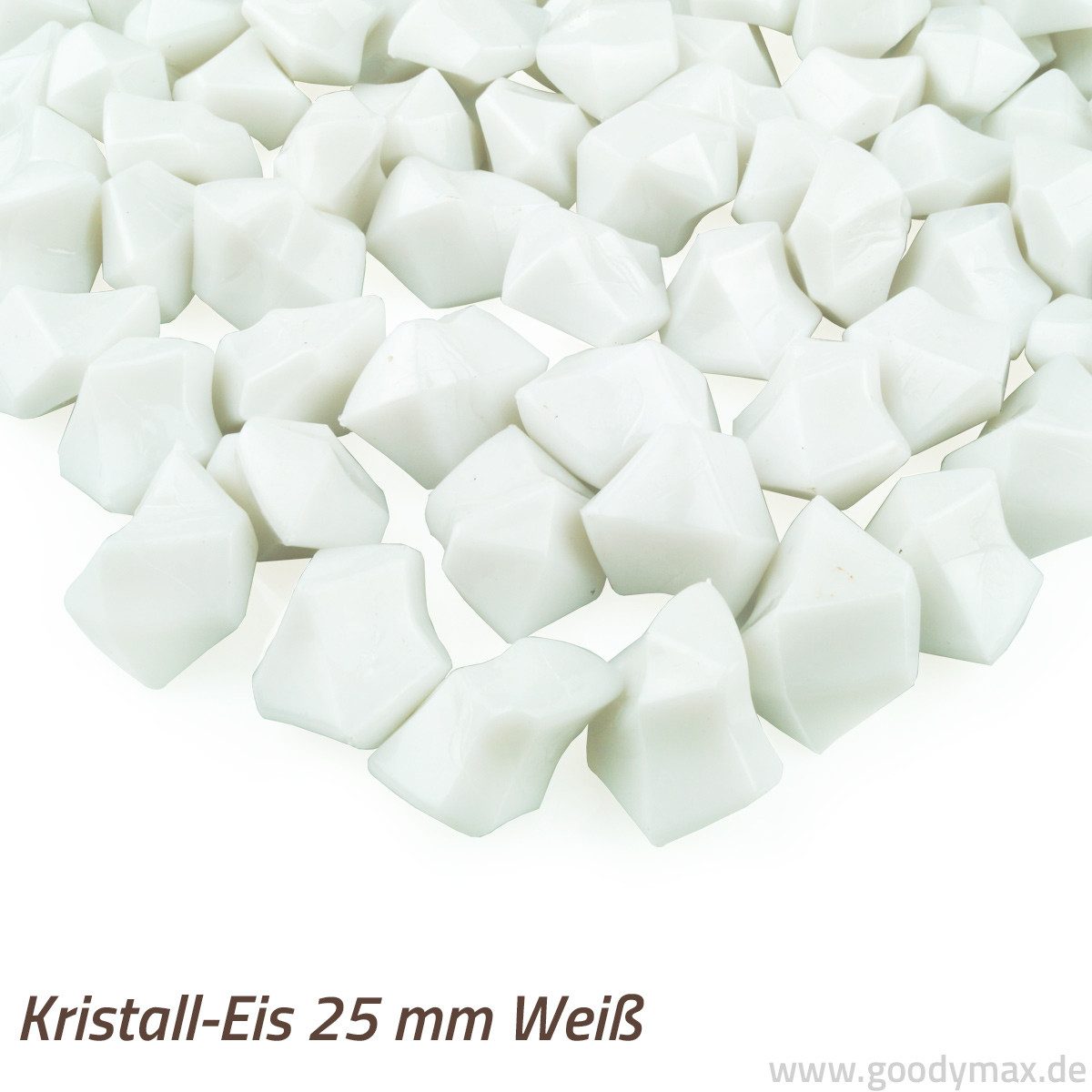 Goodymax Streudeko Goodymax® Kristall-Eis 25 mm Weiß 50 Stück, Ziersteine Dekosteine Granulat Diamanten Edelsteine Dekoeis