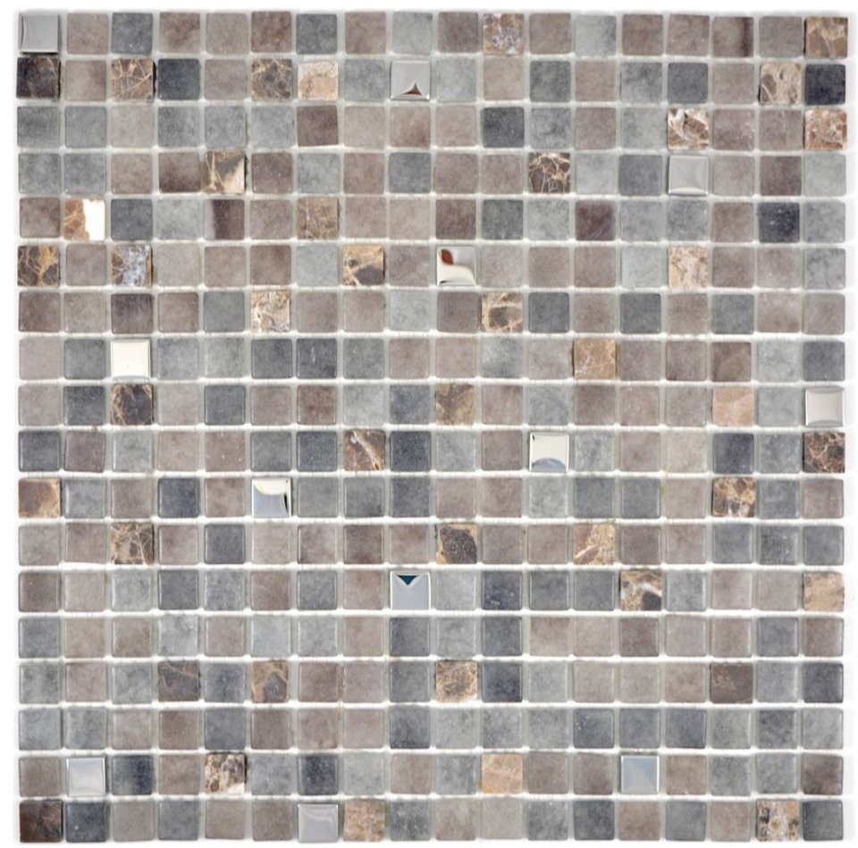 Mosaik Mosaikfliesen glänzend / Mosani Glasmosaik Naturstein basalt 10 Matten