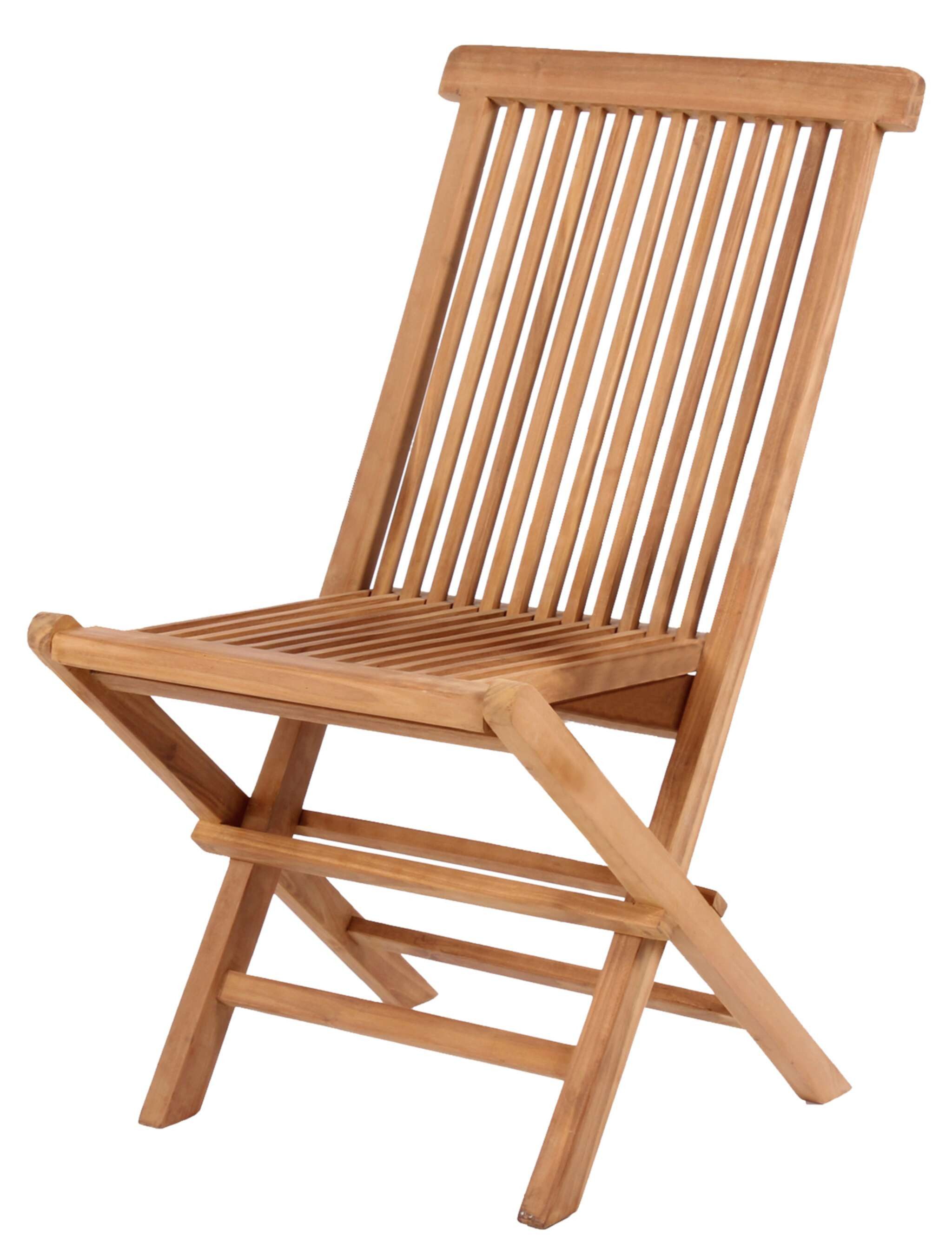 MR.DEKO Gartenstuhl Klappstuhl ohne Armlehnen Langton Teak (Klappstuhl, Einzelstuhl (klappbar), 1 St)
