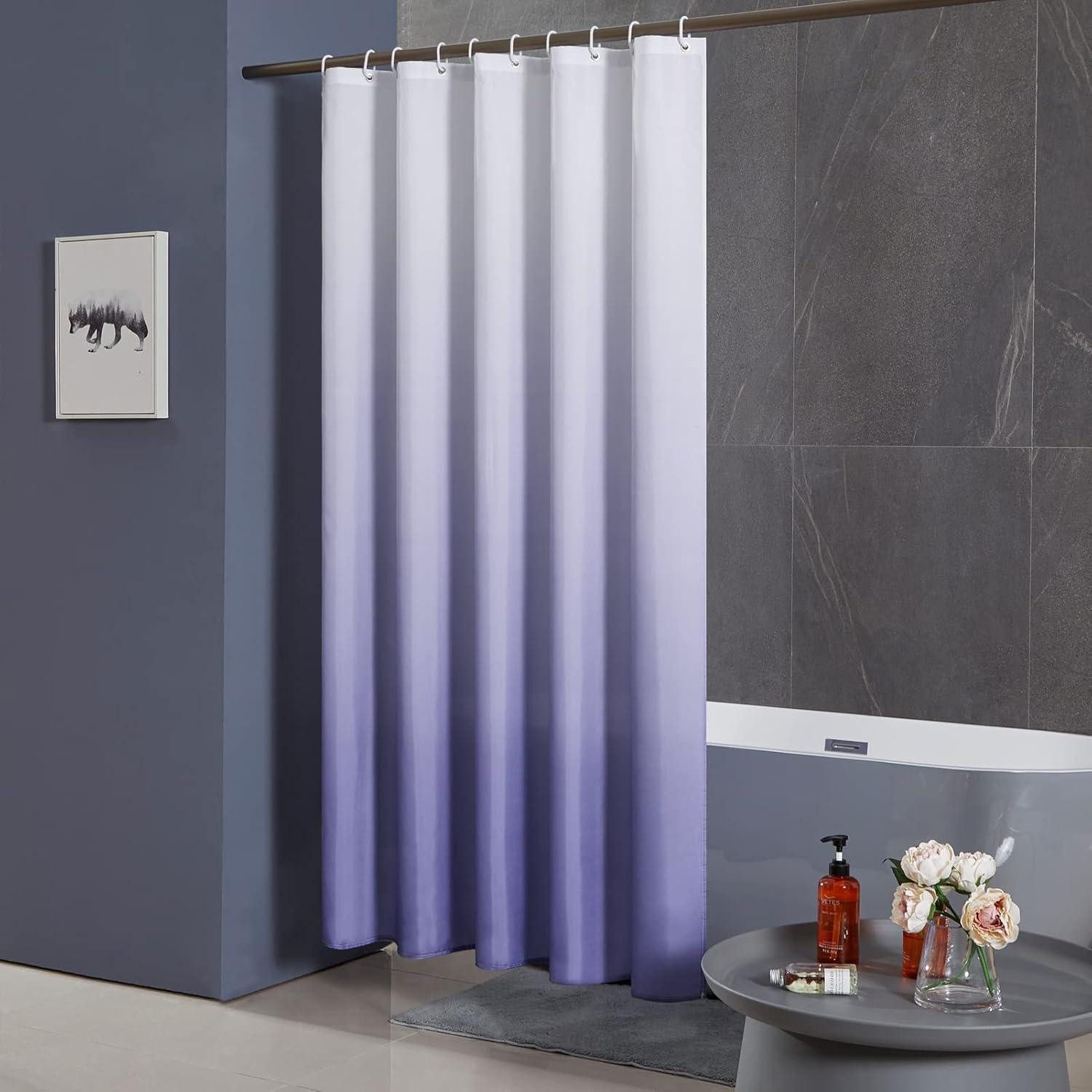 Furlinic Duschvorhang Schmaler Duschvorhang Badewanne Weiß Lila 100x200cm