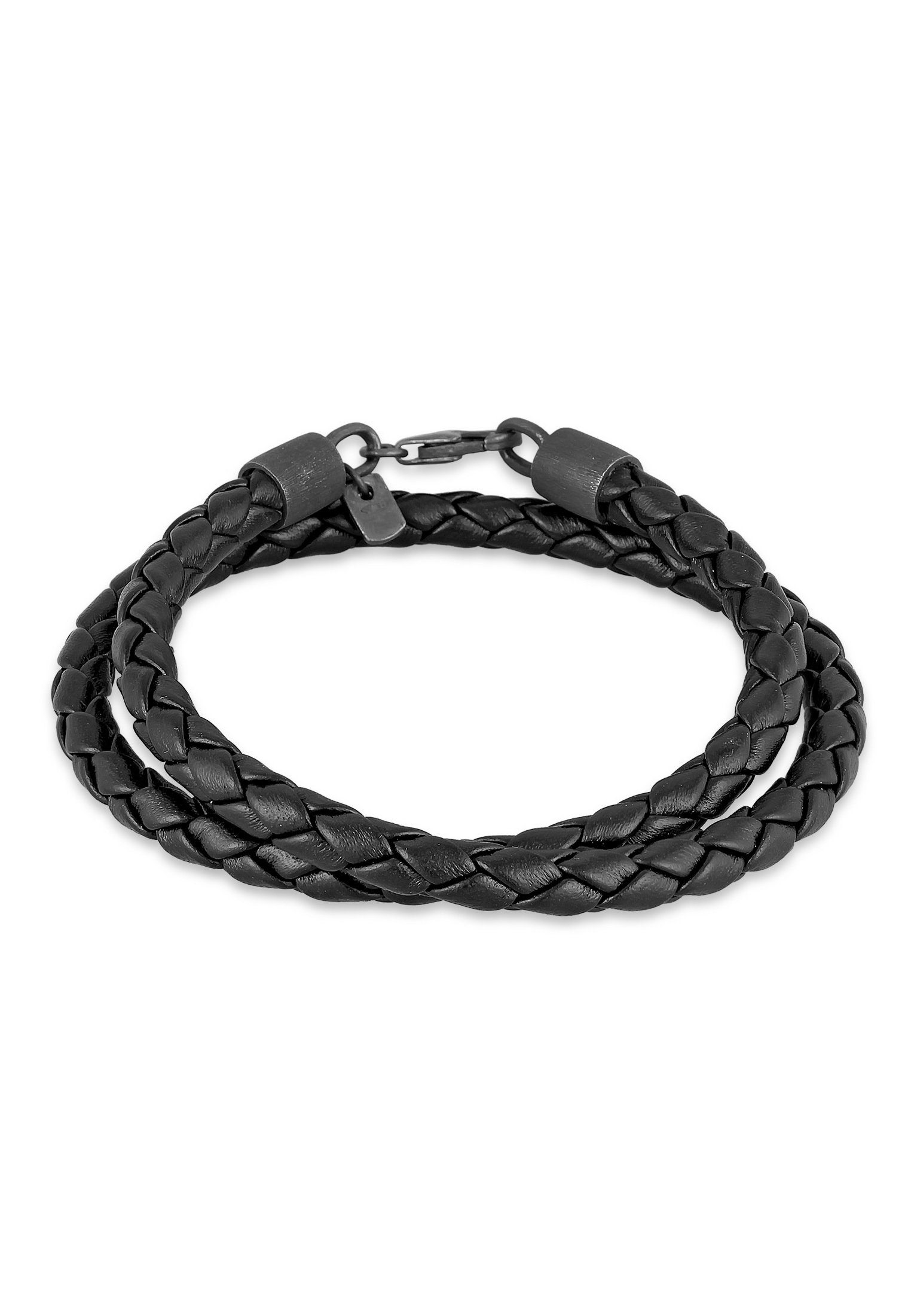 Lederarmband Echtleder Geflochten Wickeldesign 925 Silber