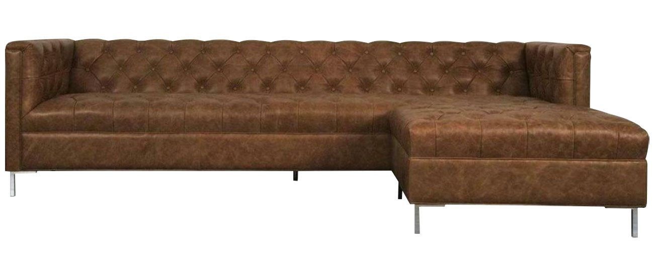 Xlmoebel Chesterfield-Sofa Braune Eckcouch im Western Stil mit hochwertiger Polsterung, Hergestellt in Europa