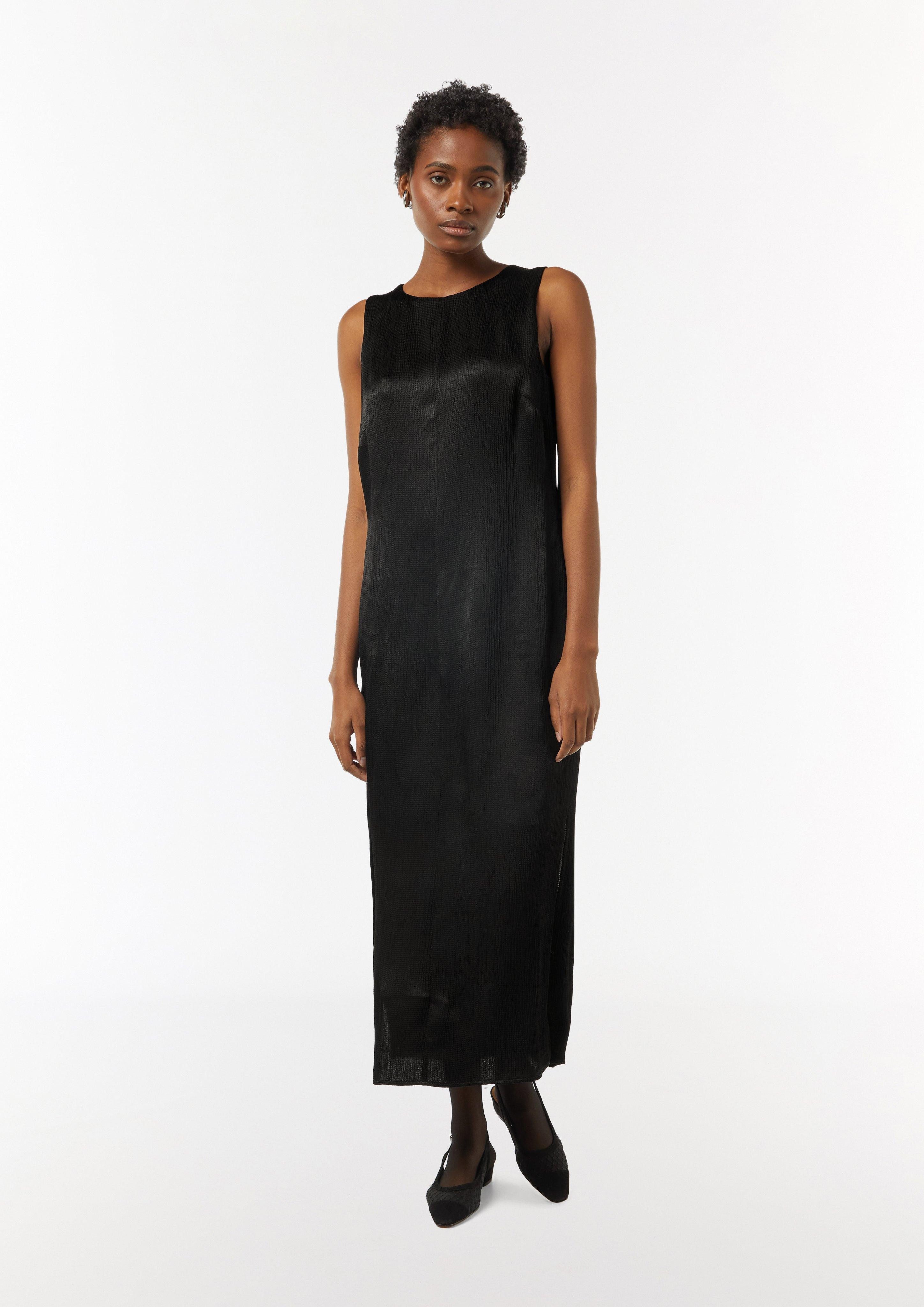 Maxikleid Kleid mit Crépestruktur und Schlitzen