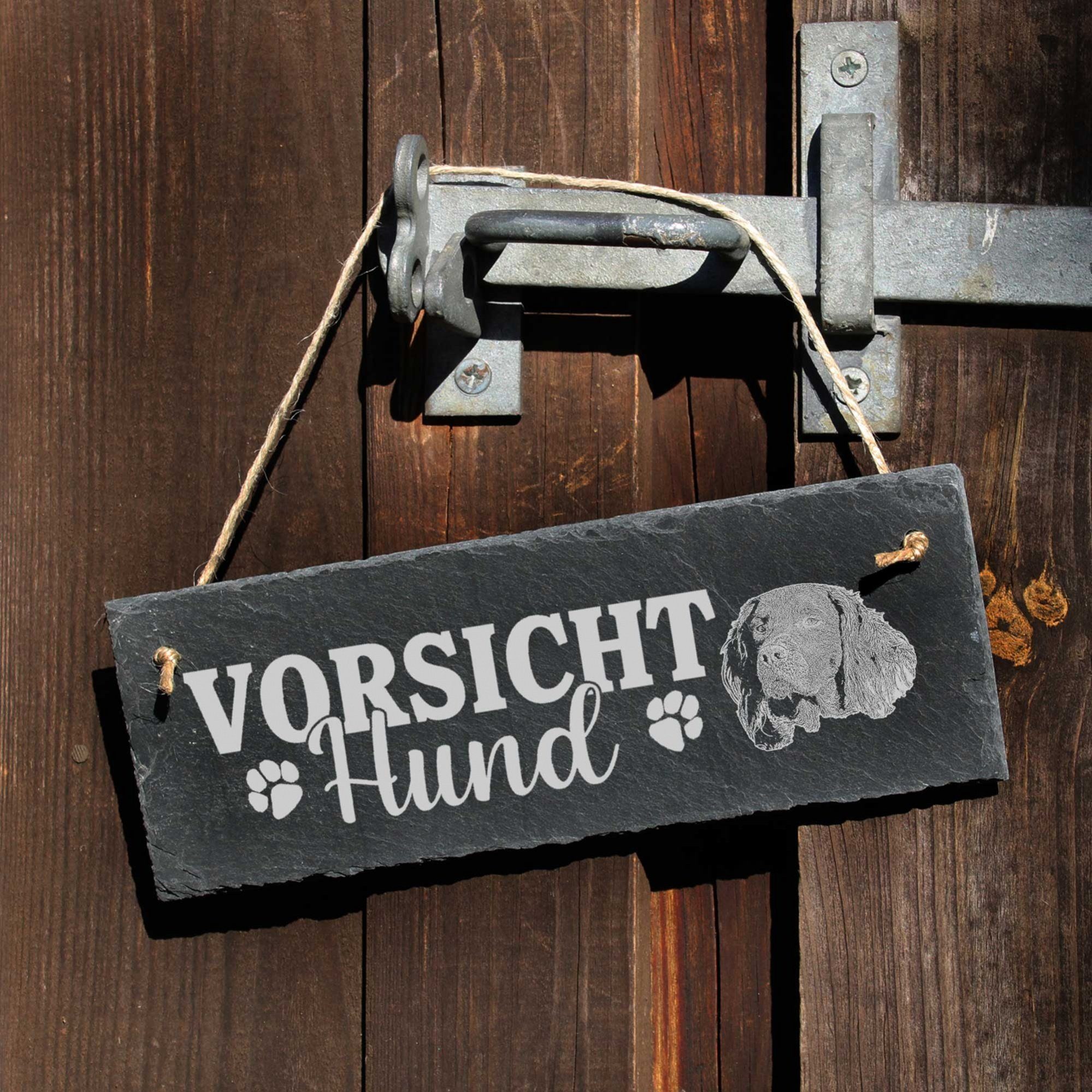 Dekolando Hängedekoration Kleiner Hund Schild 22x8cm Vorsicht Münsterländer
