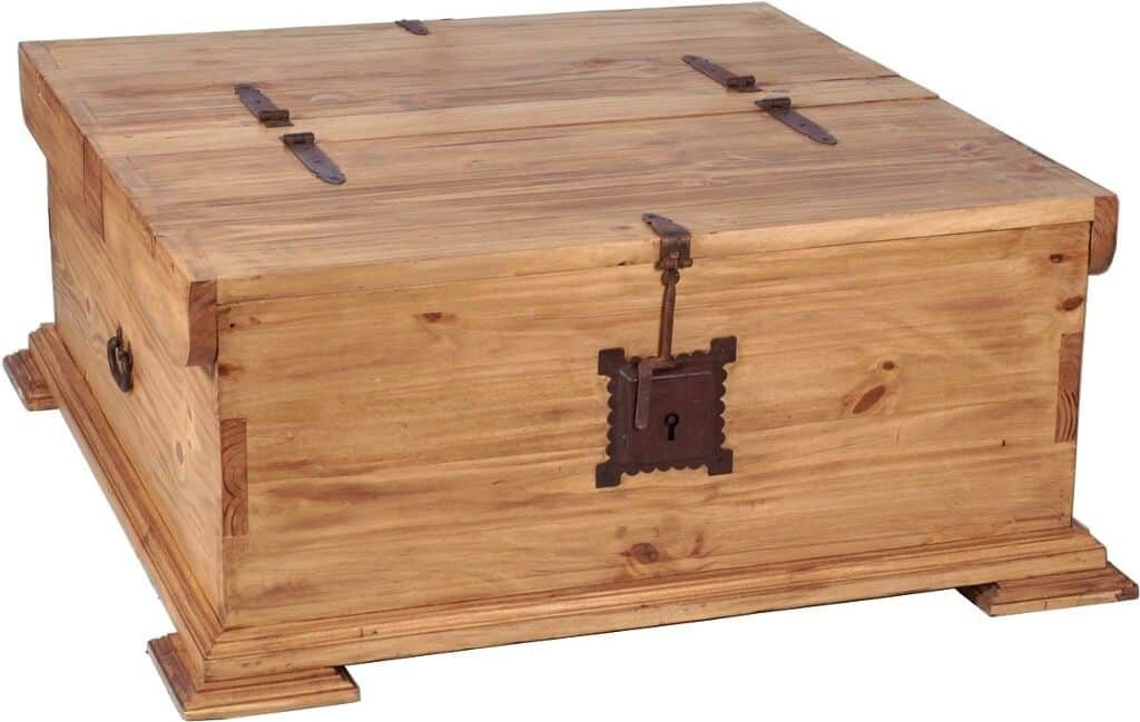 MiaMöbel Truhentisch Mexico, aus massivem Pinienholz Honig