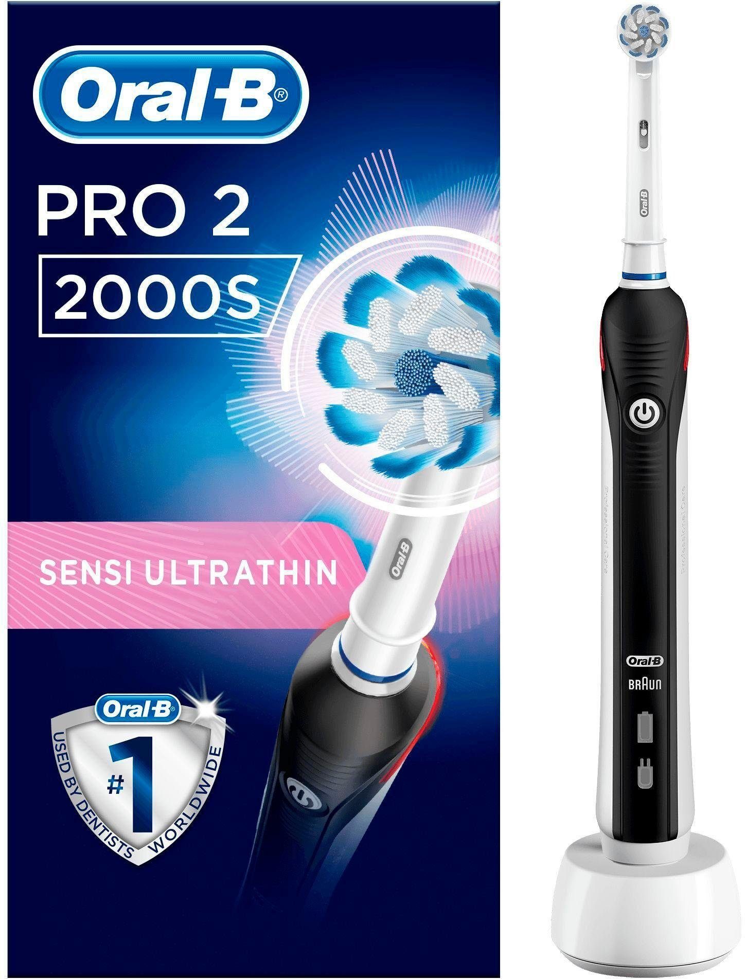 Oral-B Elektrische Zahnbürste PRO 2 2000S, Aufsteckbürsten: 1 St.