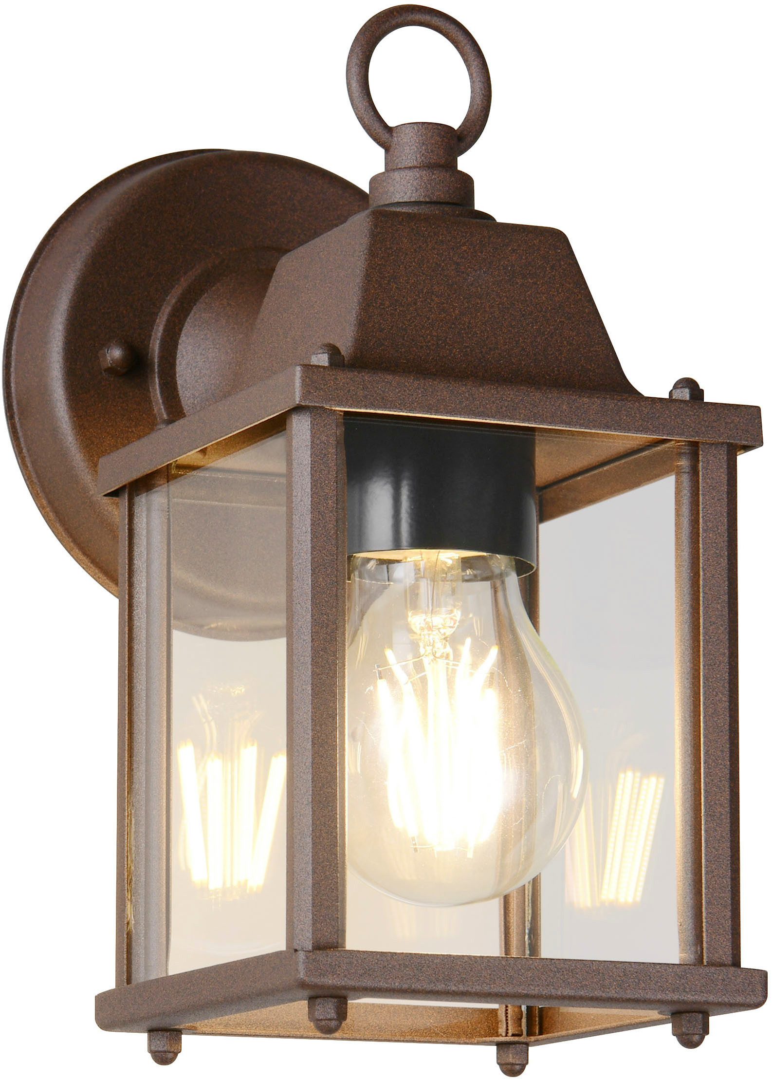 TRIO Leuchten Außen-Wandleuchte MIRANDE, Hauswand Leuchte Laterne mit Glasschirm, exkl 1x E27 max 40W, Leuchtmittel wechselbar, warmweiß - kaltweiß, IP23, Outdoor Wandlampe für wechselbare Leuchtmittel Höhe 23cm