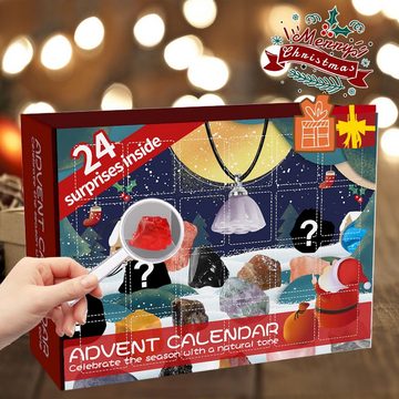 XDeer Adventskalender Adventskalender 2023 für Kinder Kristalle,24 Tage Weihnachten, Adventskalender Countdown,Natürlichen Edelsteine der Beste Geschenk