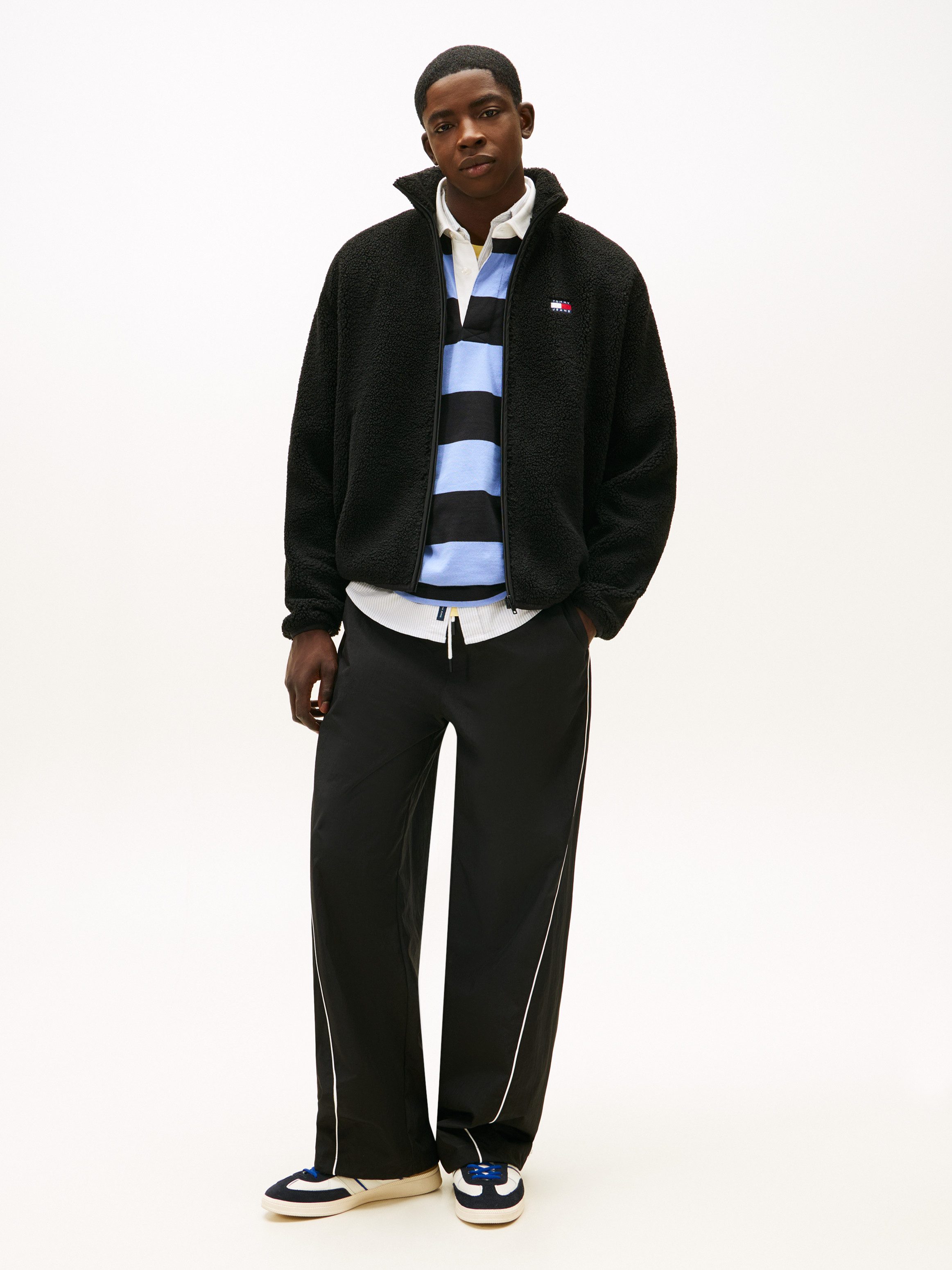 Tommy Jeans Fleecejacke TJM BADGE TEDDY Stehkragen, Teddyfleece, relaxed fit