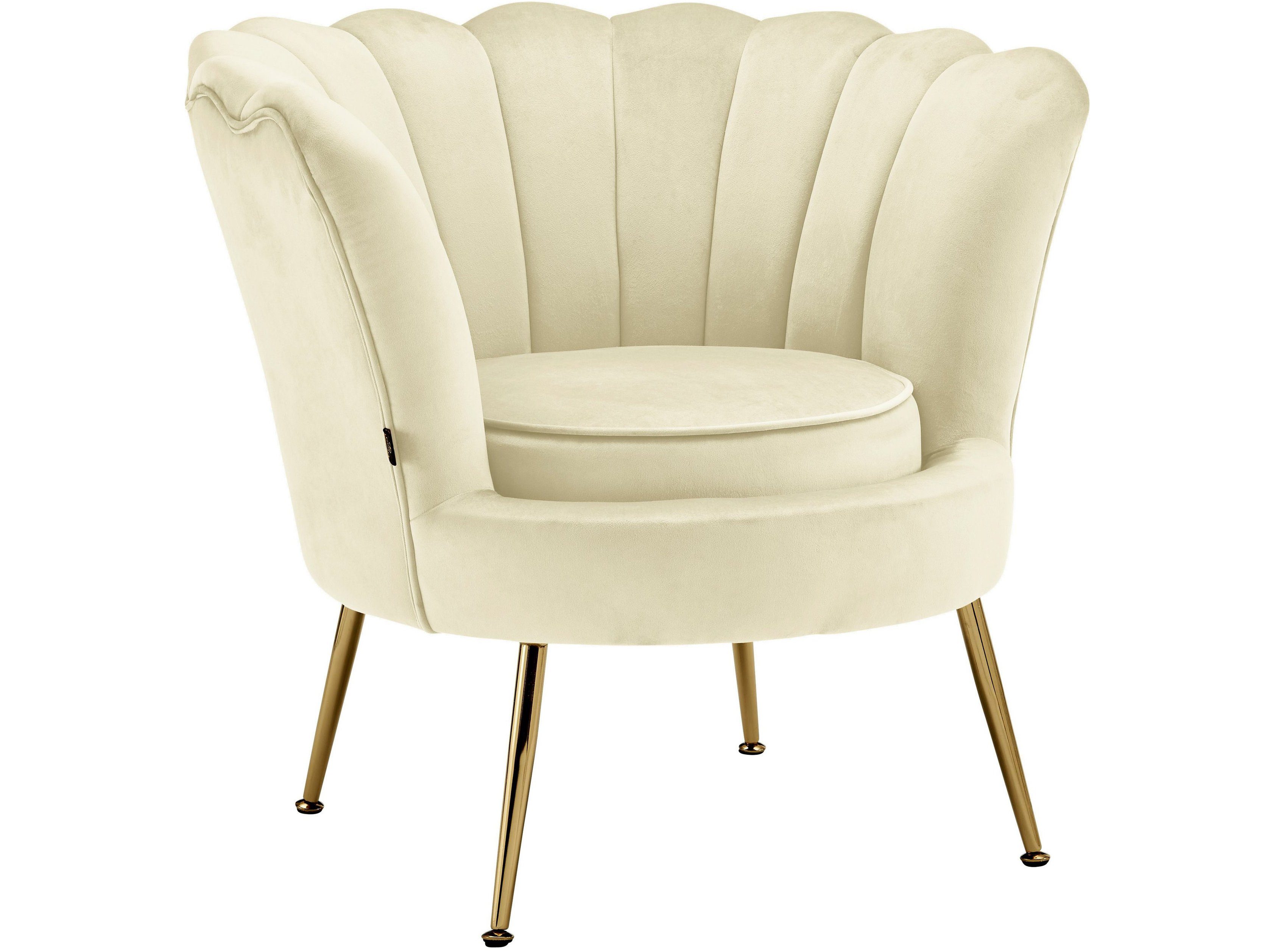 loft24 Loungesessel Kelvin (Set, 1-St), Sessel, Polstersessel, Armlehnsessel, Samtoptik, Muschelform