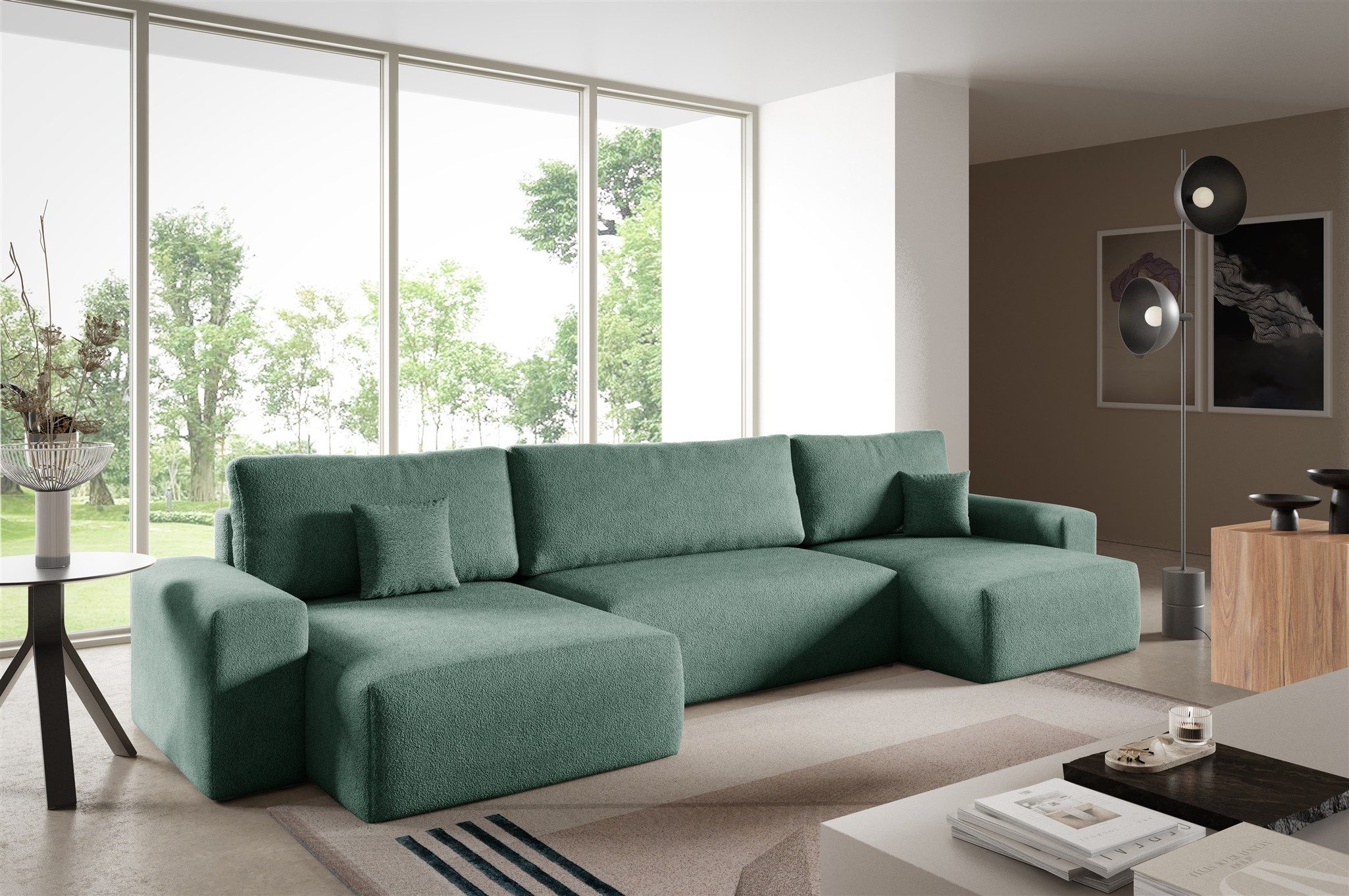Fun Möbel Wohnlandschaft Sofa FUN SANTIGO mit Schlaffunktion in Polsterstoff Centaur, inkl. 2 Zierkissen, inkl. Bettkasten