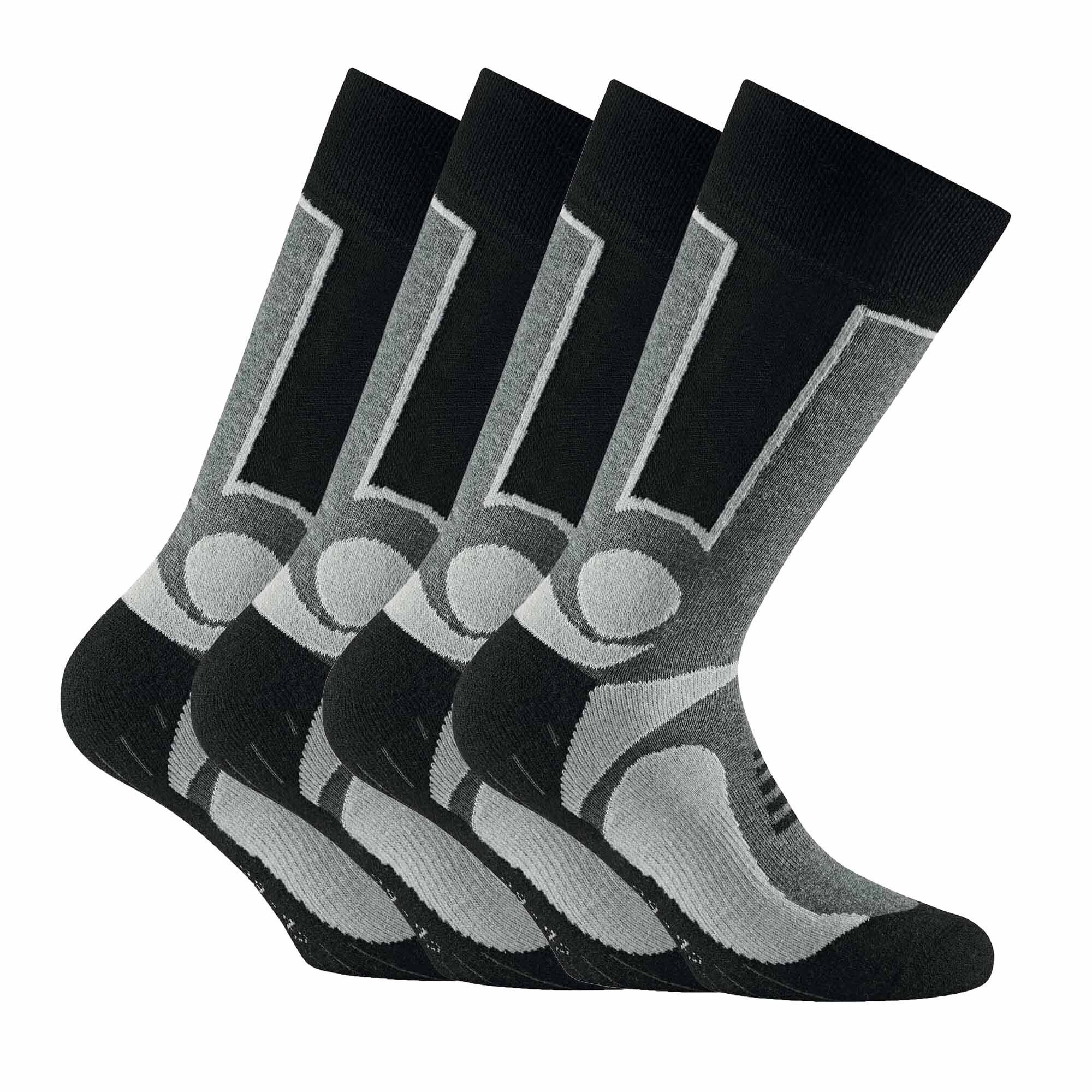 Rohner Socks Sportsocken Unisex Trekking Socken, 4er Pack - Basic Outdoor Grau